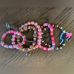 Pink and Gold Beaded Barbie Cowboy Bracelets